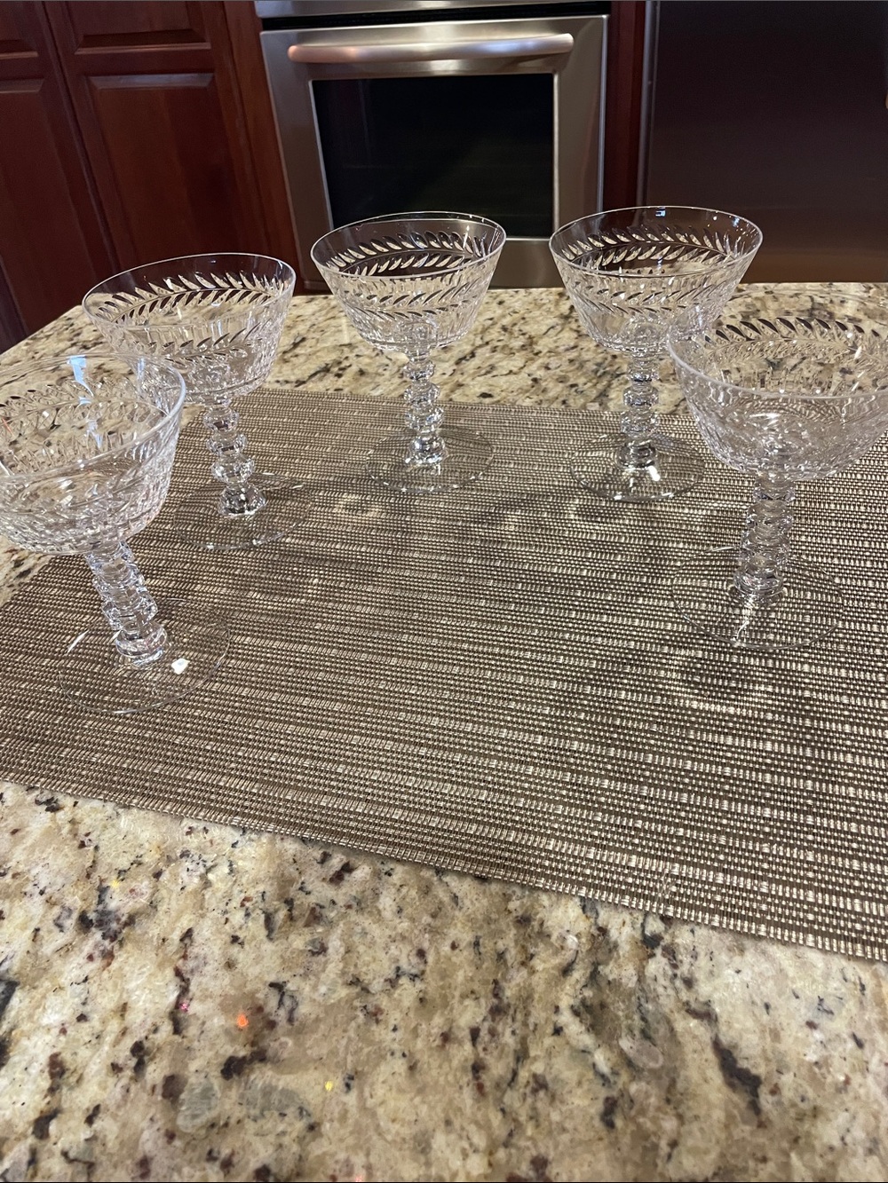 Vintage Crystal Coupe / Champagne Glasses - Set of 5